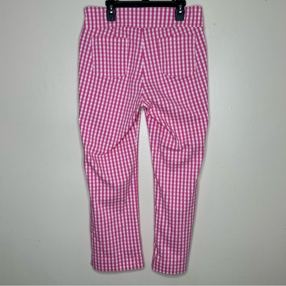 J. McLaughlin Pink Gingham Checkered Pants Cropped Pull On Stretchy size 8 - Picture 6 of 9